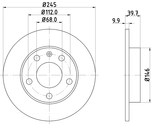 DON Bremseskive pcd10242 245mm 10mm for AUDI SEAT