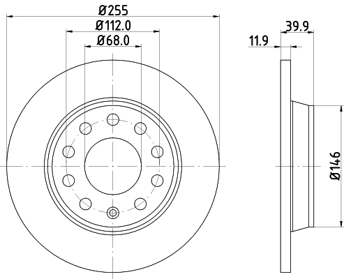 DON Bremseskive pcd11262 255mm 12mm for AUDI (FAW)
