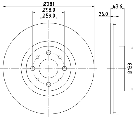 DON Bremseskive pcd17692 281mm 26mm for FIAT ALFA ROMEO