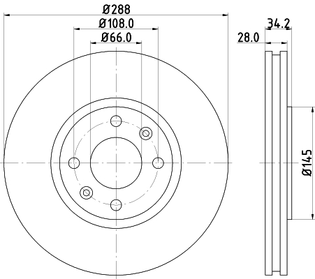DON Bremseskive pcd12092 288mm 28mm for CITROËN