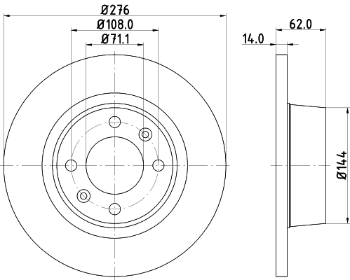 DON Bremseskive pcd21462 276mm 14mm for CITROËN