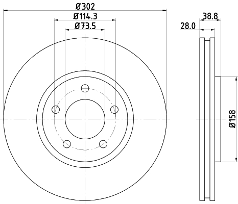 DON Bremseskive pcd13092 302mm 28mm for CHRYSLER DODGE