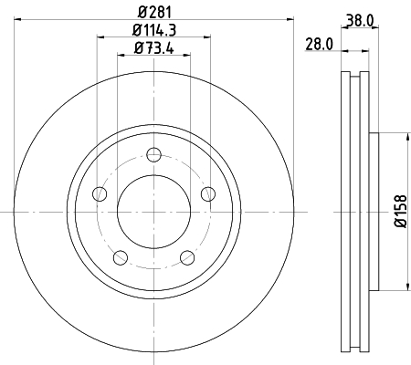 DON Bremseskive pcd14632 281mm 28mm for CHRYSLER DODGE