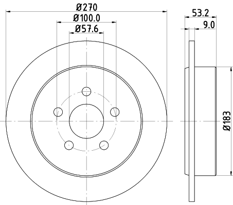DON Bremseskive pcd22702 270mm 9mm for CHRYSLER DODGE