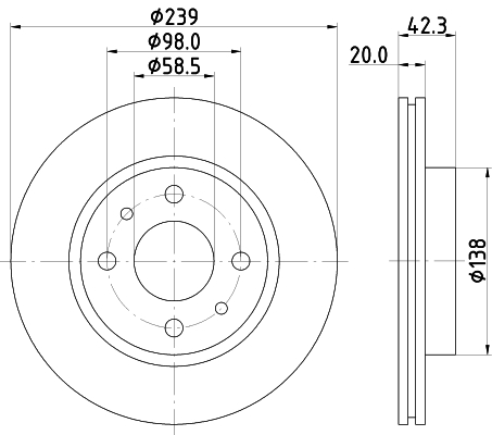 DON Bremseskive pcd17062 239mm 20mm for LADA