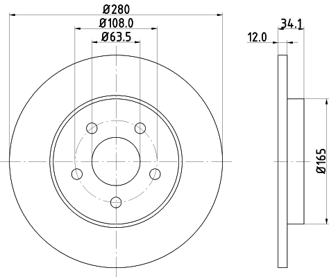 DON Bremseskive pcd18122 280mm 12mm for FORD JAGUAR