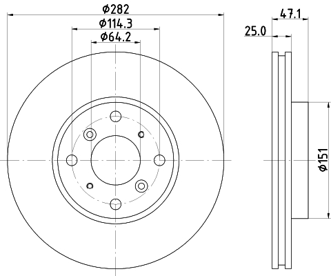 DON Bremseskive pcd20772 282mm 25mm for HONDA