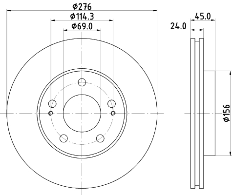 DON Bremseskive pcd15562 276mm 24mm for MAZDA MITSUBISHI