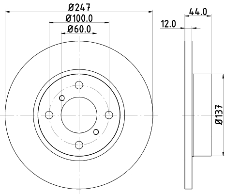 DON Bremseskive pcd12682 247mm 12mm for OPEL VAUXHALL