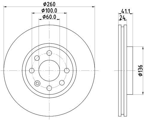 DON Bremseskive pcd10732 260mm 24mm for OPEL