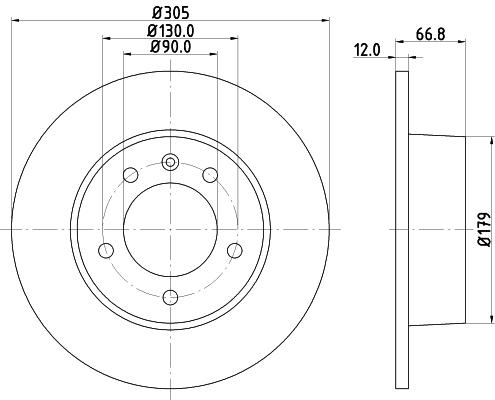 DON Bremseskive pcd18142 305mm 12mm for OPEL RENAULT NISSAN