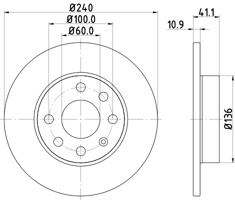 DON Bremseskive pcd12412 240mm 11mm for OPEL VAUXHALL