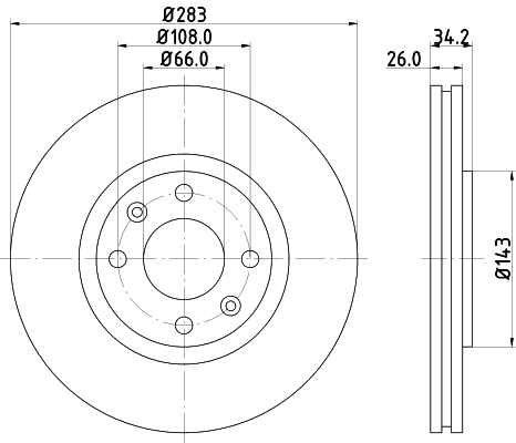 DON Bremseskive pcd10112 283mm 26mm for CITROËN PEUGEOT OPEL PEUGEOT (DF-PSA)