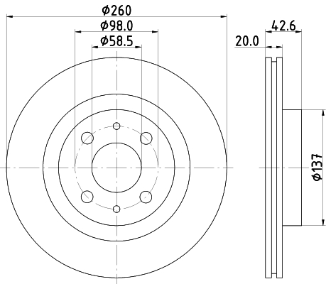 DON Bremseskive pcd16792 260mm 20mm for LADA DATSUN