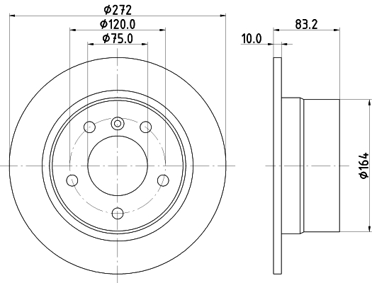 DON Bremseskive pcd21622 272mm 10mm for BMW