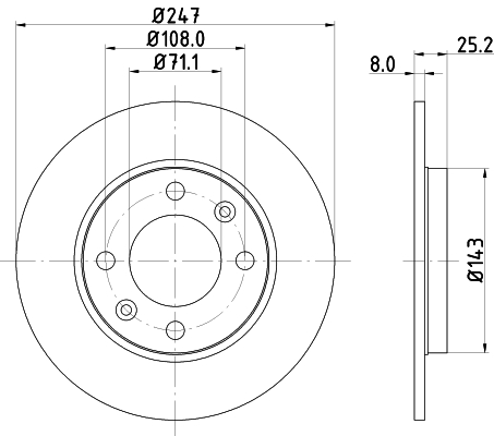 DON Bremseskive pcd11122 247mm 8mm for CITROËN PEUGEOT