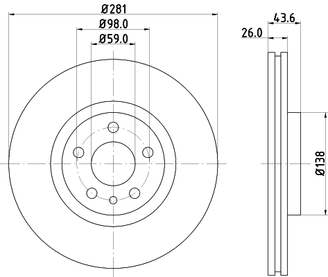 DON Bremseskive pcd13872 281mm 26mm for FIAT PEUGEOT CITROËN
