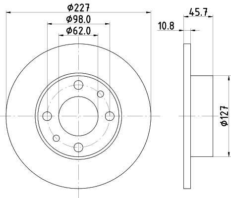 DON Bremseskive pcd13222 227mm 11mm for AUTOBIANCHI FIAT AUDI VW YUGO LANCIA FSO SKODA SEAT