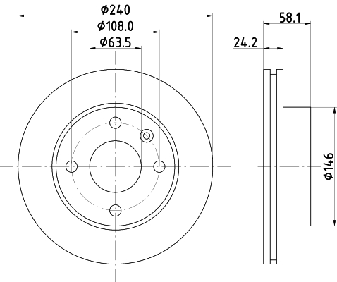 DON Bremseskive pcd16042 240mm 24mm for FORD