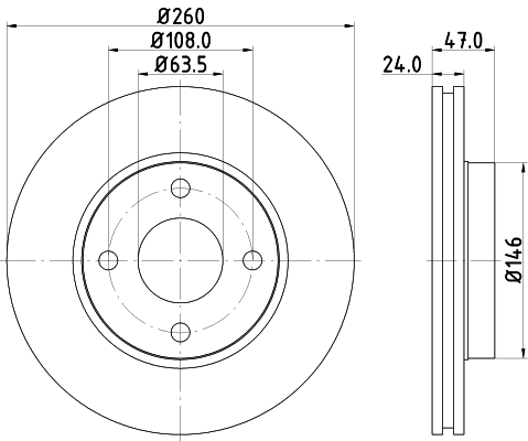 DON Bremseskive pcd12792 260mm 24mm for FORD FORD USA