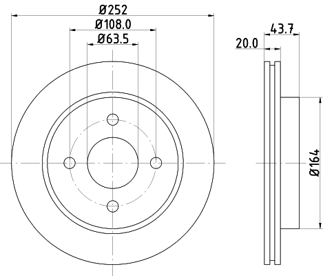 DON Bremseskive pcd13702 252mm 20mm for FORD