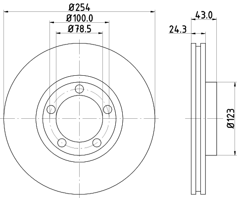 DON Bremseskive pcd17992 254mm 24mm for FORD