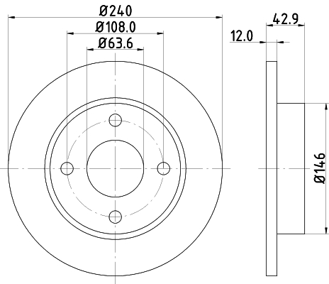 DON Bremseskive pcd12152 240mm 12mm for FORD MAZDA MITSUBISHI