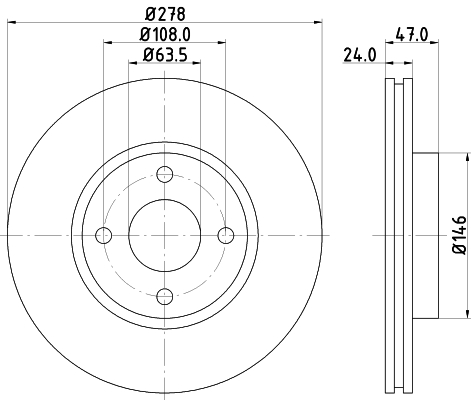 DON Bremseskive pcd14932 278mm 24mm for FORD