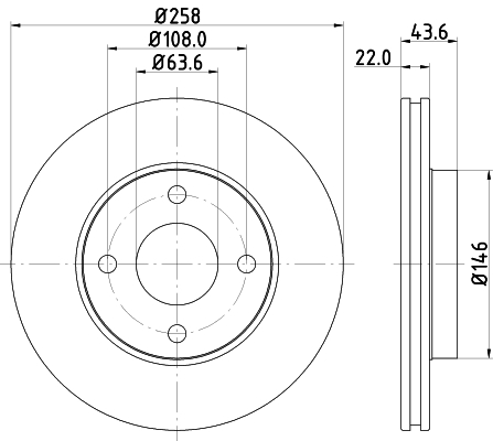 DON Bremseskive pcd10202 258mm 22mm for FORD MAZDA MITSUBISHI