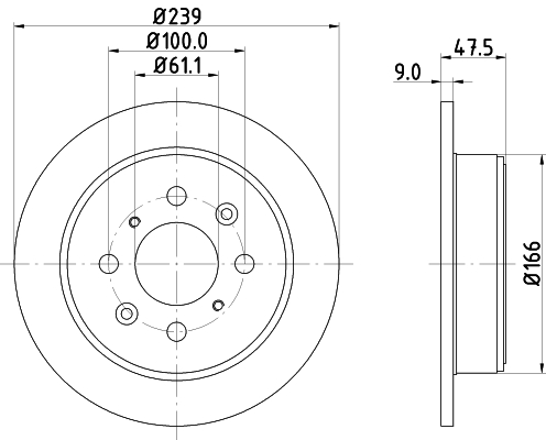 DON Bremseskive pcd11642 239mm 9mm for HONDA ACURA