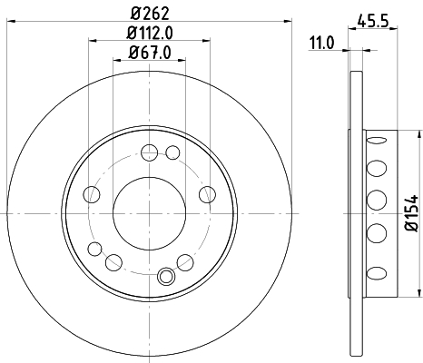 DON Bremseskive pcd12672 262mm 11mm for MERCEDES-BENZ