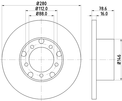 DON Bremseskive pcd18242 280mm 16mm for MERCEDES-BENZ