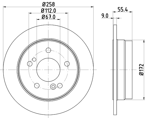 DON Bremseskive pcd11362 258mm 9mm for MERCEDES-BENZ
