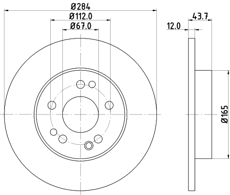 DON Bremseskive pcd12772 284mm 12mm for MERCEDES-BENZ