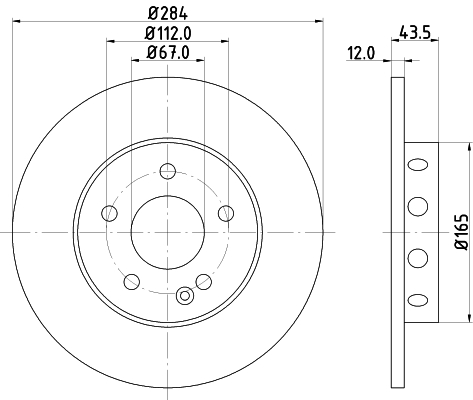 DON Bremseskive pcd20672 284mm 12mm for MERCEDES-BENZ