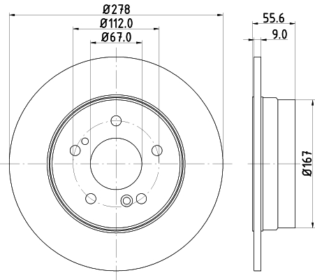 DON Bremseskive pcd10312 278mm 9mm for MERCEDES-BENZ CHRYSLER