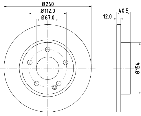 DON Bremseskive pcd11392 260mm 12mm for MERCEDES-BENZ