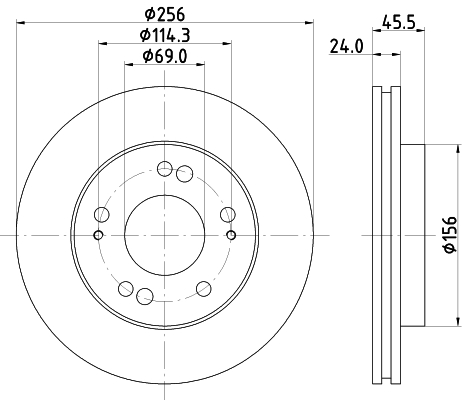 DON Bremseskive pcd15162 256mm 24mm for MITSUBISHI CHRYSLER