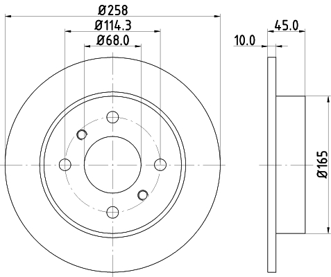 DON Bremseskive pcd12802 258mm 10mm for NISSAN