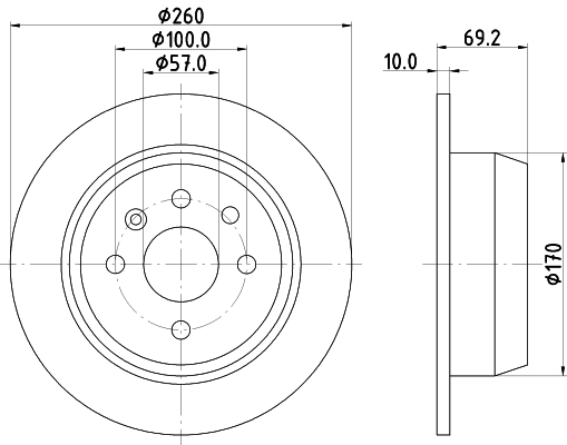 DON Bremseskive pcd15412 260mm 10mm for OPEL VAUXHALL