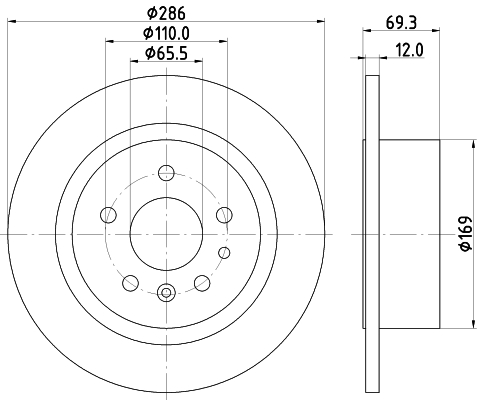 DON Bremseskive pcd20962 286mm 12mm for OPEL