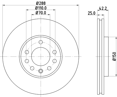 DON Bremseskive pcd12052 288mm 25mm for OPEL VAUXHALL SAAB