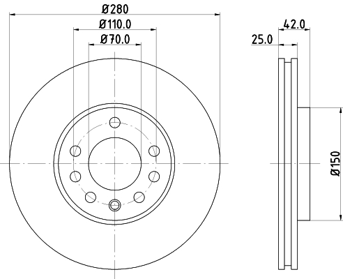 DON Bremseskive pcd10152 280mm 25mm for OPEL VAUXHALL