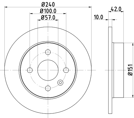 DON Bremseskive pcd10262 240mm 10mm for OPEL VAUXHALL