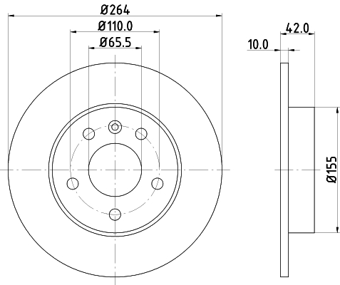 DON Bremseskive pcd10072 264mm 10mm for OPEL VAUXHALL