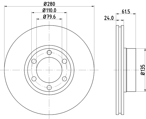 DON Bremseskive pcd18052 280mm 24mm for OPEL RENAULT