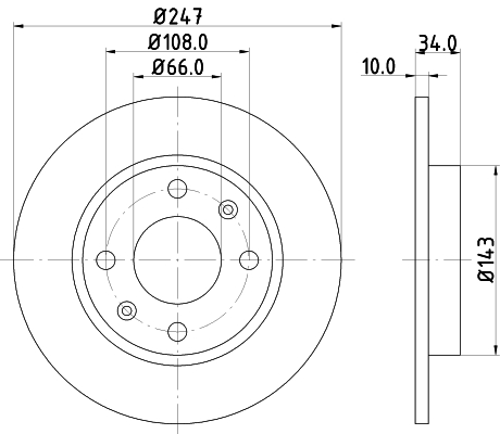 DON Bremseskive pcd11412 247mm 10mm for CITROËN PEUGEOT