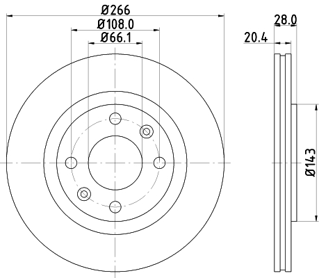 DON Bremseskive pcd11492 266mm 20mm for CITROËN PEUGEOT