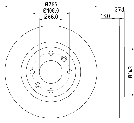 DON Bremseskive pcd10822 266mm 13mm for PEUGEOT CITROËN