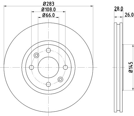 DON Bremseskive pcd13492 283mm 26mm for PEUGEOT